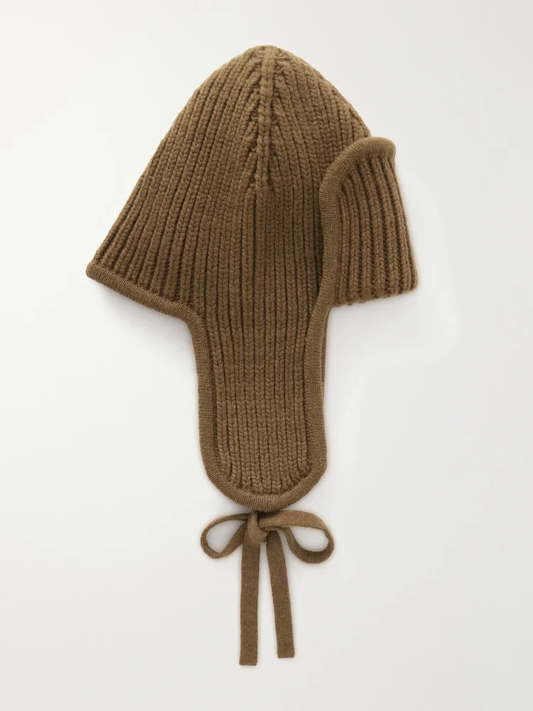 Delwar ribbed cashmere trapper hat
