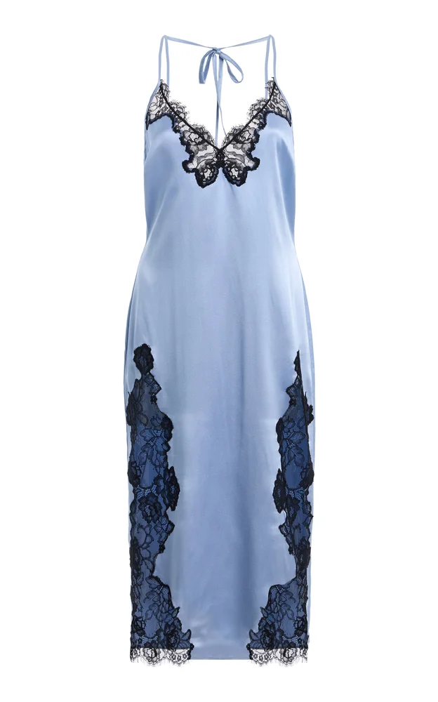 Juliet Lace-Trimmed Silk Charmeuse Slip Dress