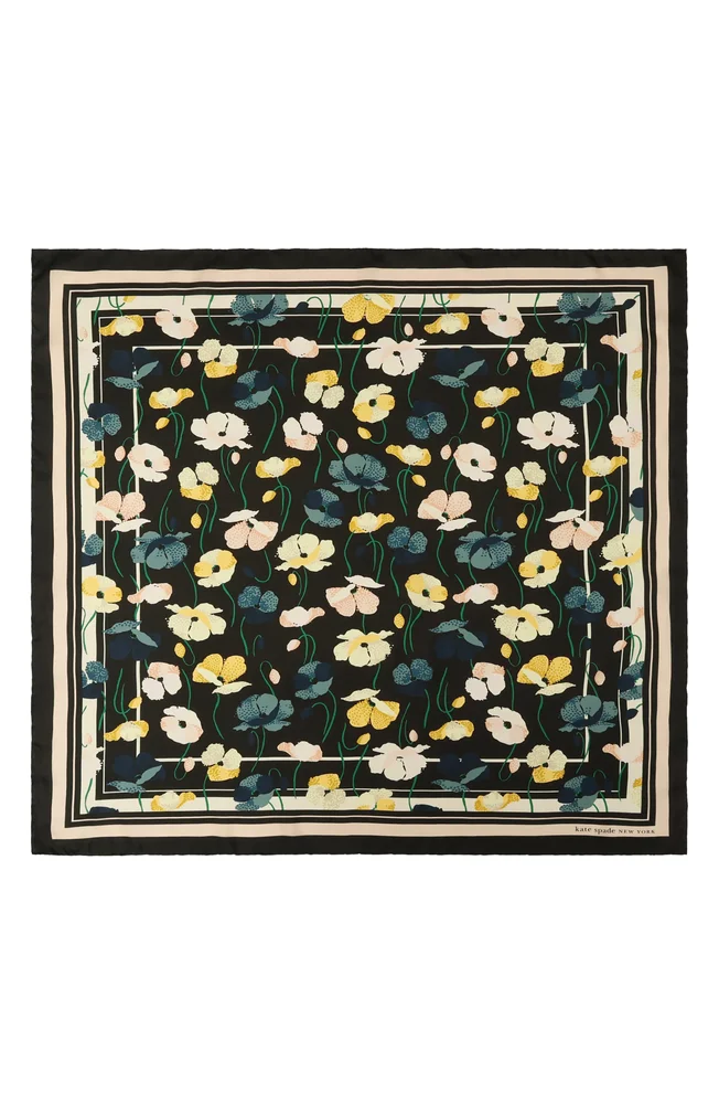 Poppy Garden Silk Square Scarf