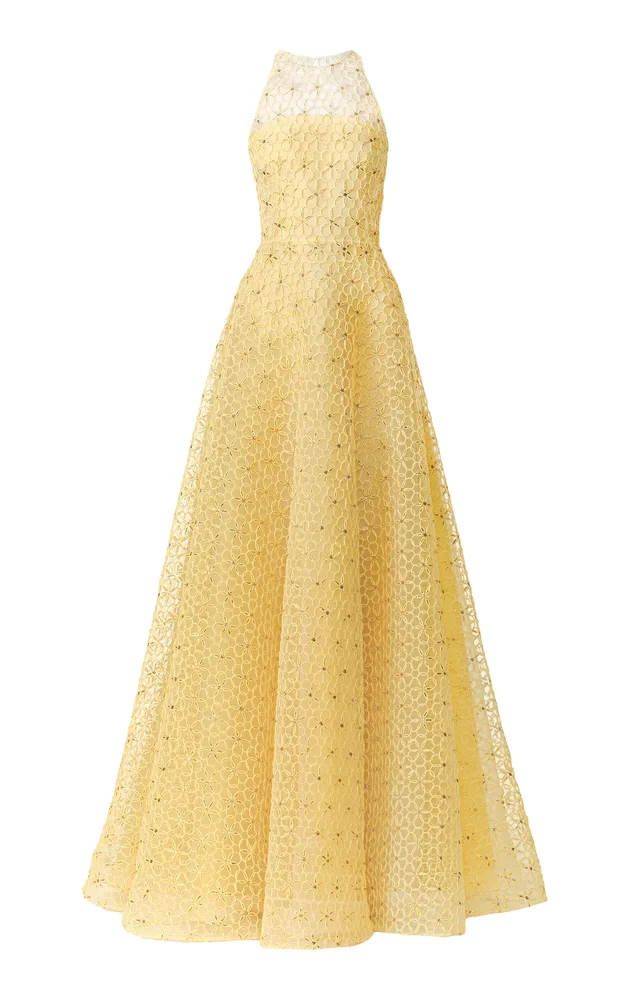 Abstract Cording Lace Gown