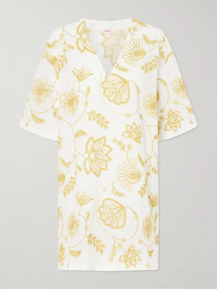 Levia embroidered cotton-blend mini dress