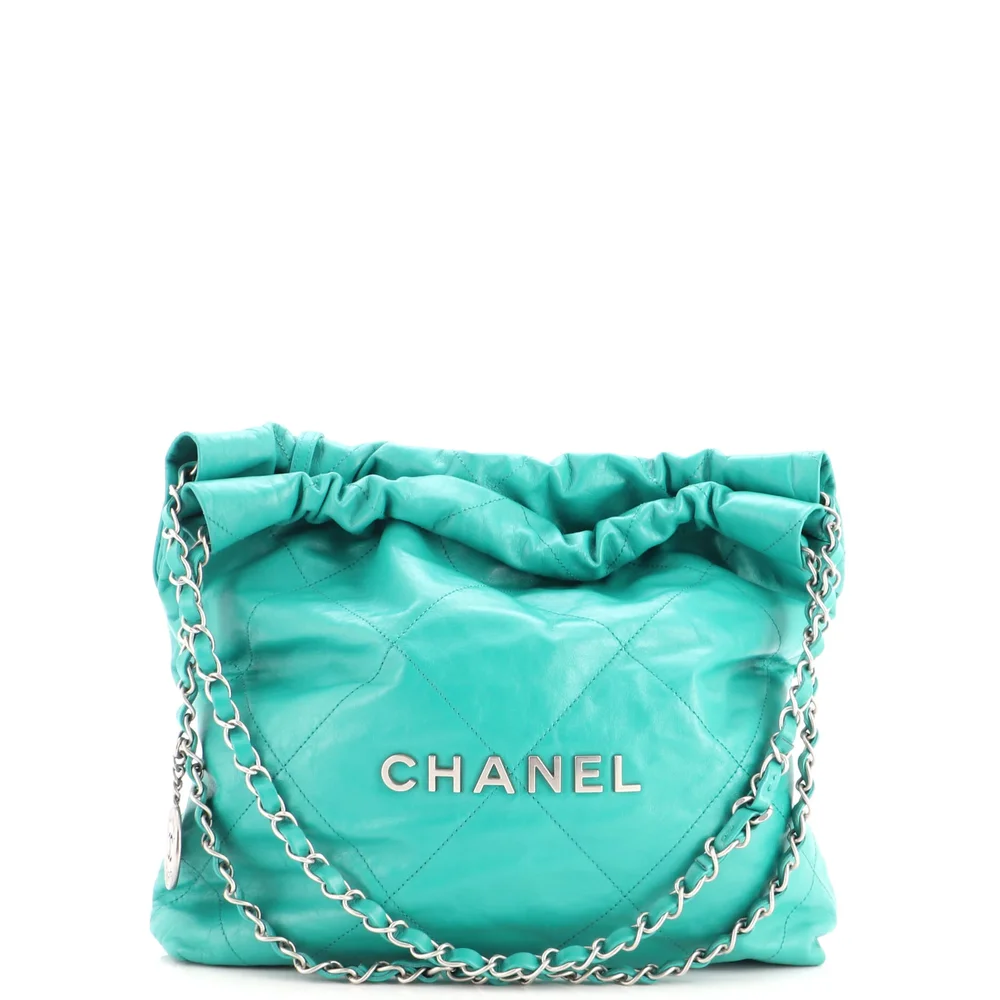 Pre-Owned 22 Chain Hobo Quilted Calfskin Small in Green, Aged Silver Hardware