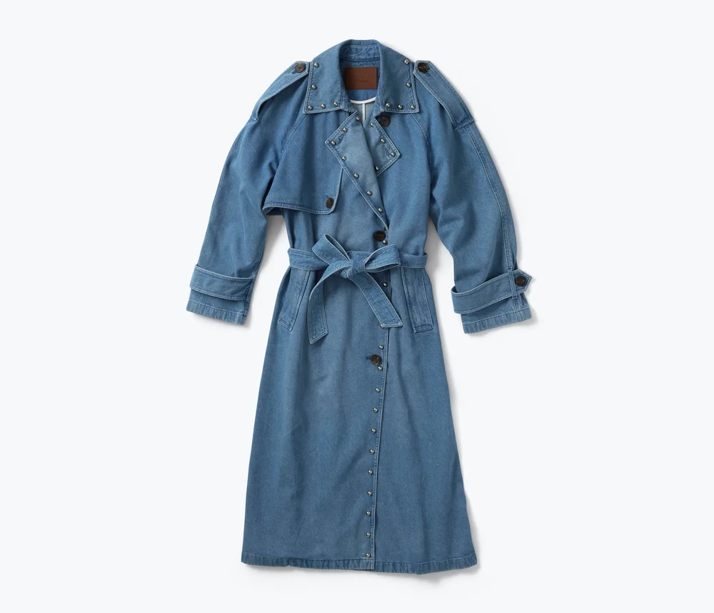 FS x DEREK LAM 10 CROSBY STUDDED DENIM TRENCH COAT