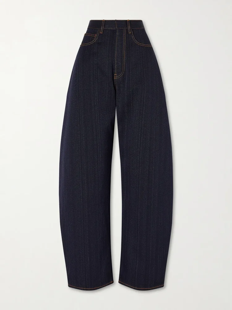 Denim high-rise barrel-leg jeans