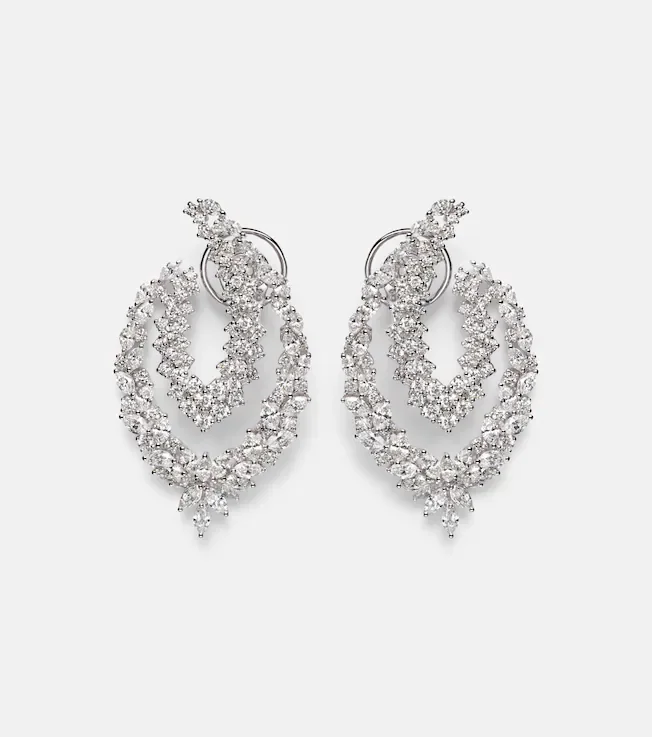 Y-Couture 18kt white gold drop earrings with diamonds