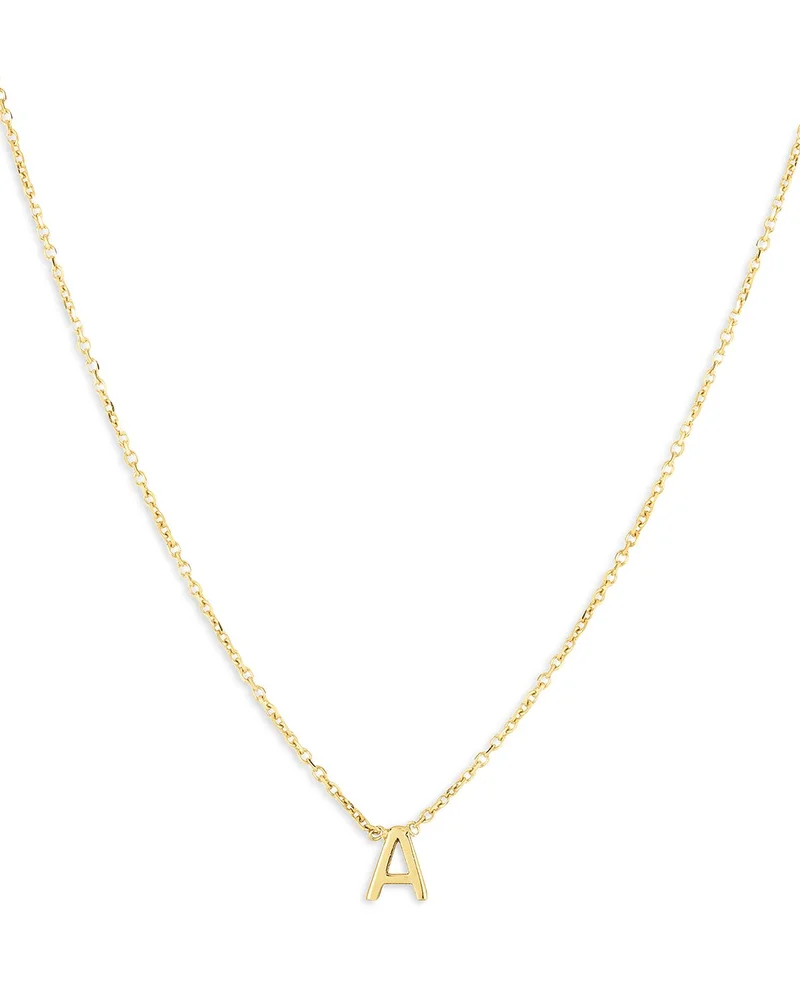 14K Yellow Gold Initial Pendant Necklace, 16"