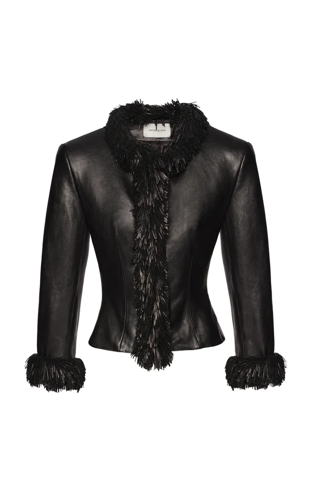 Fringe-Trimmed Leather Jacket