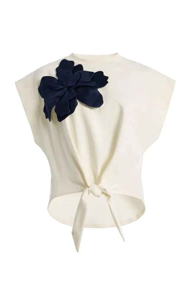 Upendo de Flor Embellished Cotton T-Shirt