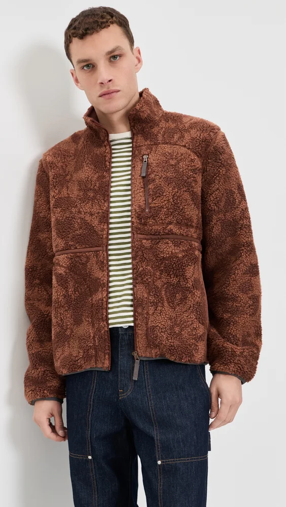 Mens Zip Fleece Jacket (Brick Red)