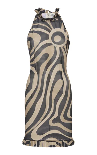 Printed Mesh Mini Dress