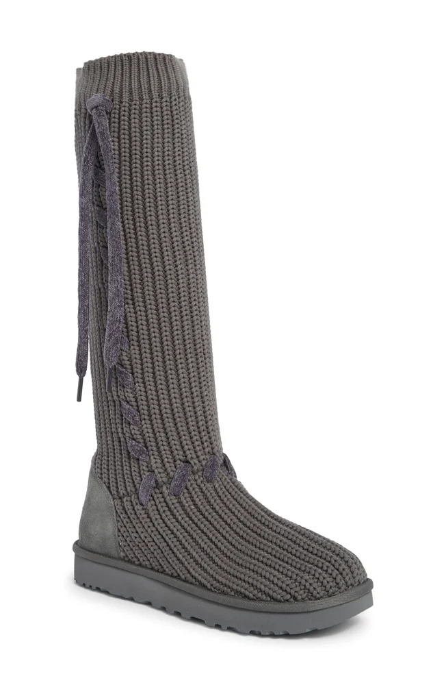 Classic Tall Whipstitch Knit Boot in Charcoal