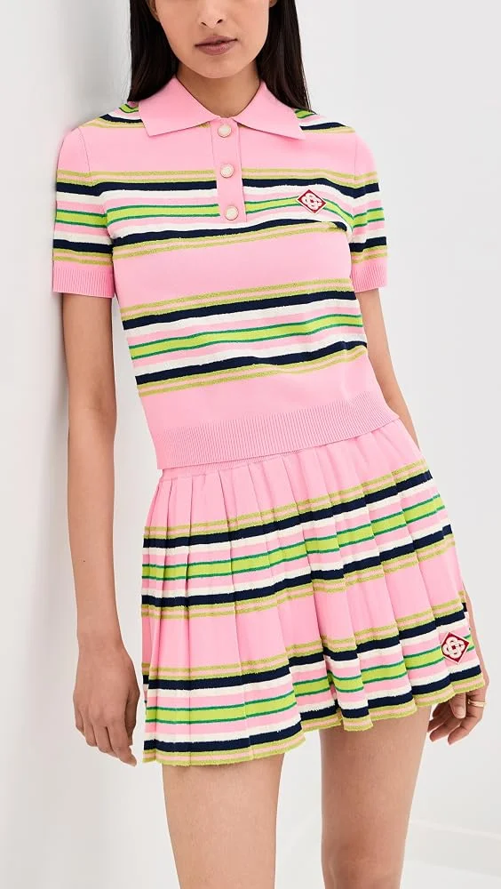 Stripe Mini Pleated Skirt