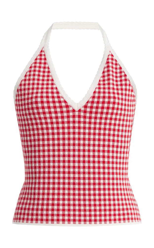 Micah Gingham Knit Halter Top