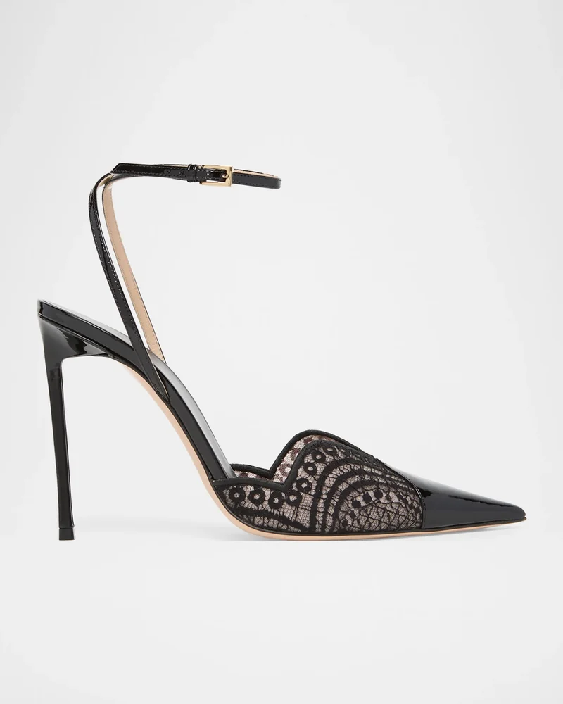 85mm Lace Patent Leather Pumps