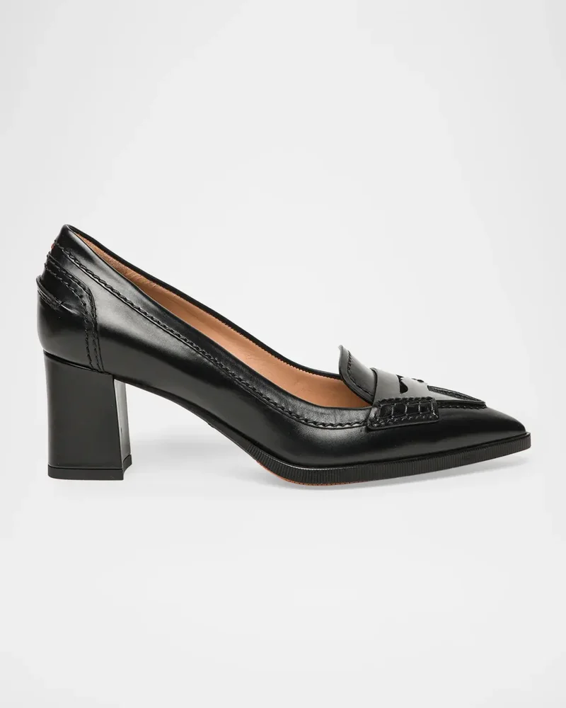 65mm Florinda Leather Penny Loafer Pumps