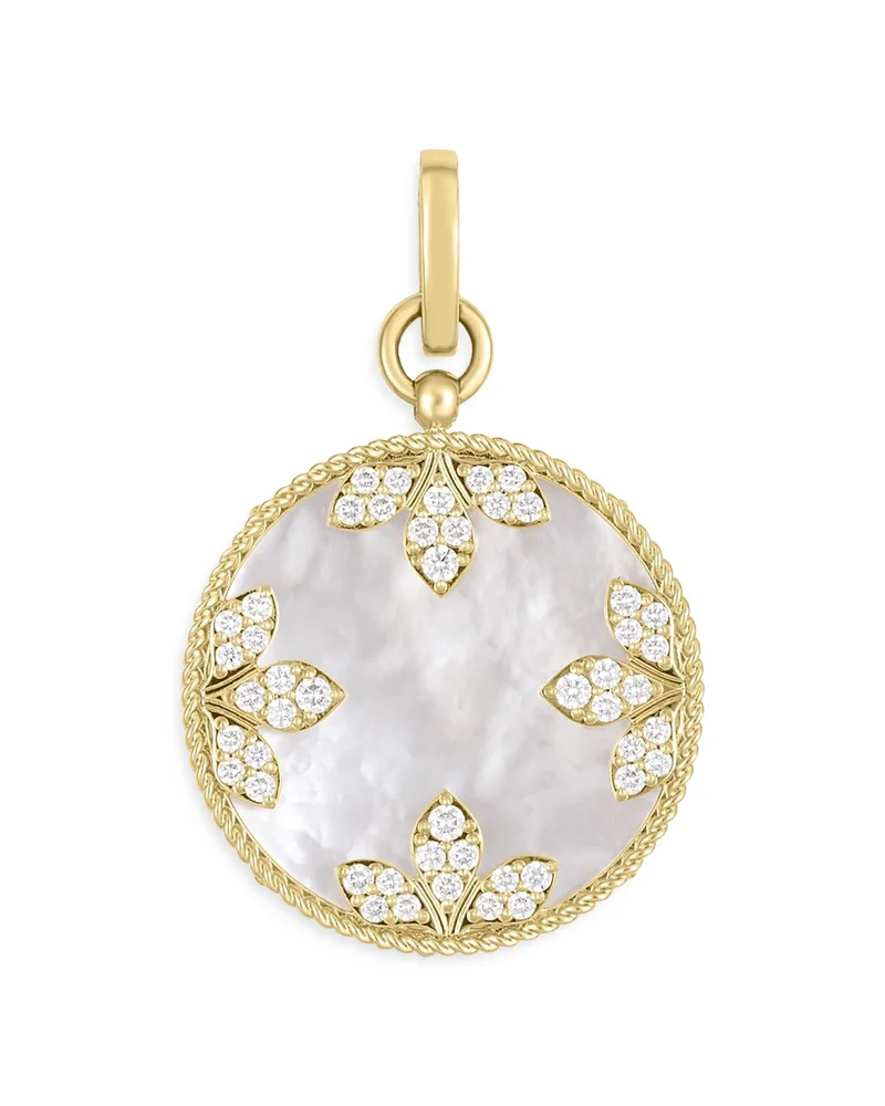 18K Yellow Gold Medallion Diamond & Gemstone Pendant