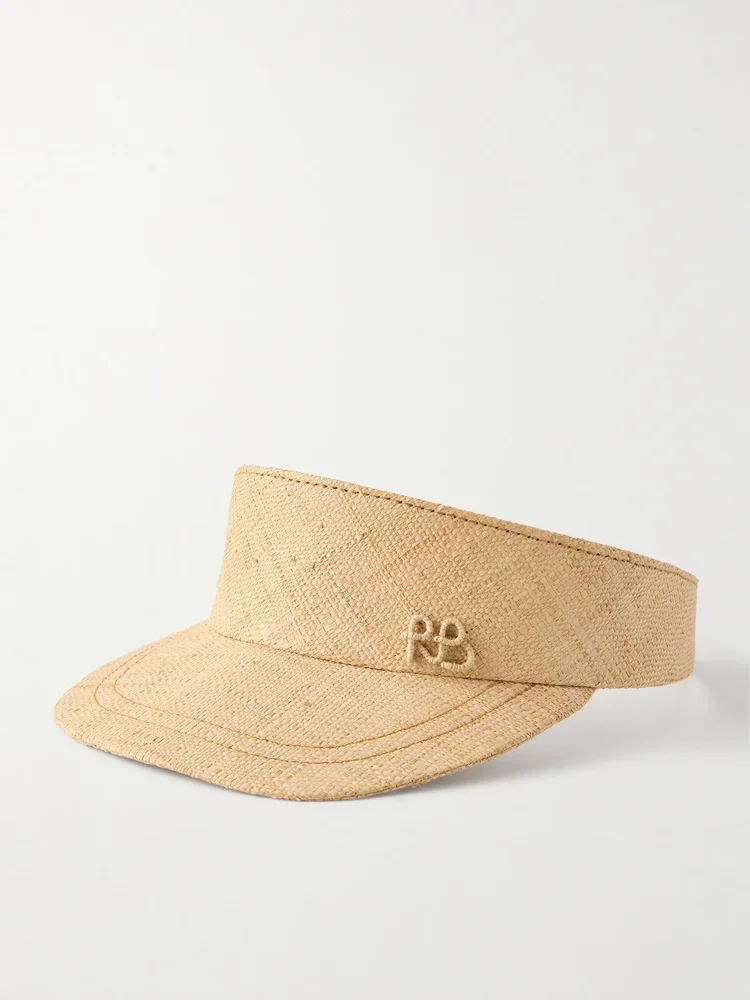 Embroidered straw visor