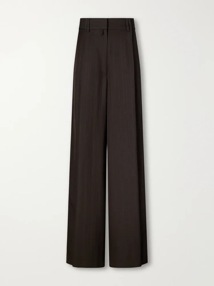 Pinstriped crepe wide-leg pants