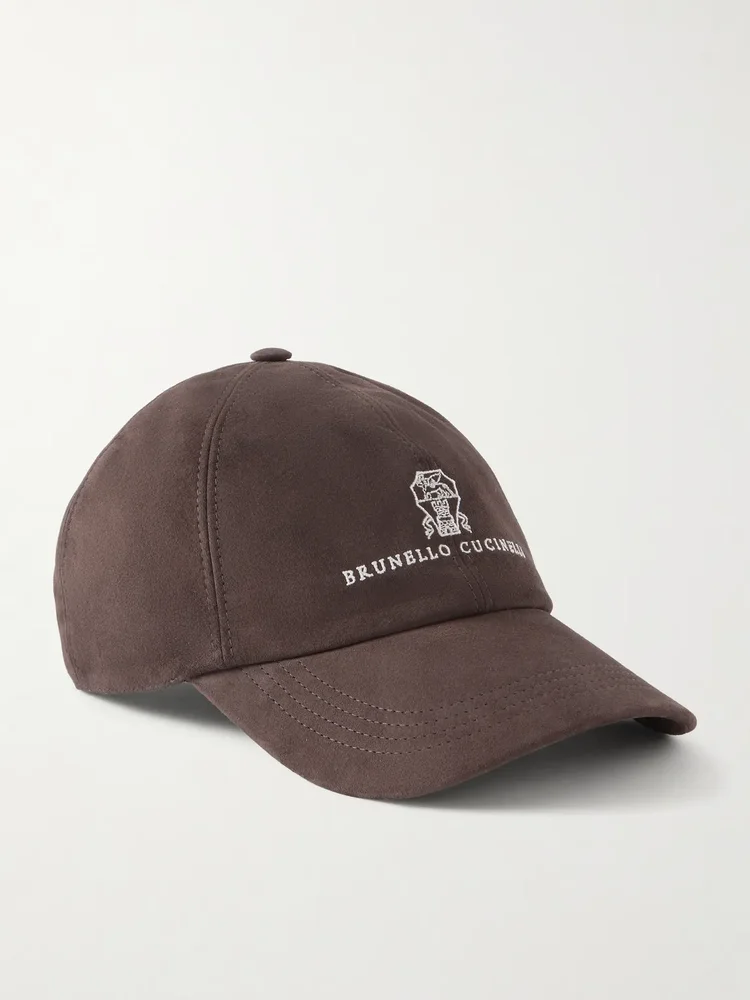 Logo-Embroidered Suede Cap