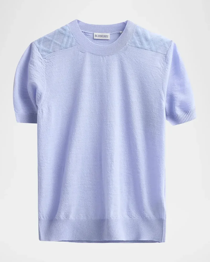 Winnie Check-Shoulder Wool-Silk Top