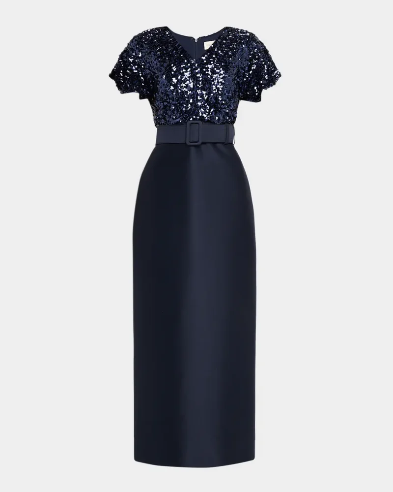 Merlene Sequin & Stretch Mikado Column Gown