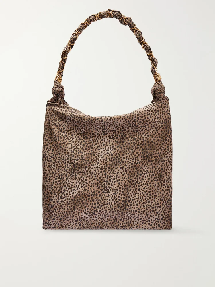 Saint Laurent amalia medium leopard print silk satin tote