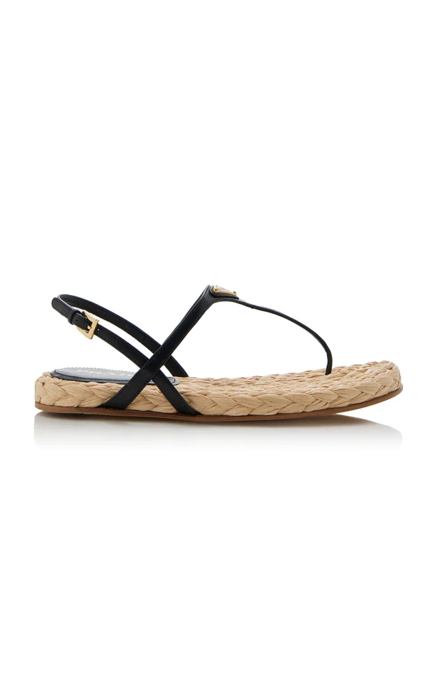 Leather, Raffia Sandals
