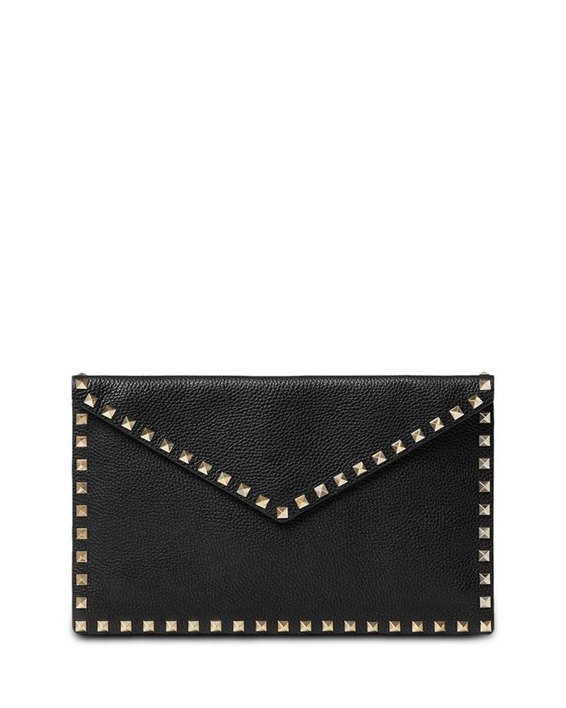 Large Studded Leather Flat Pouchette