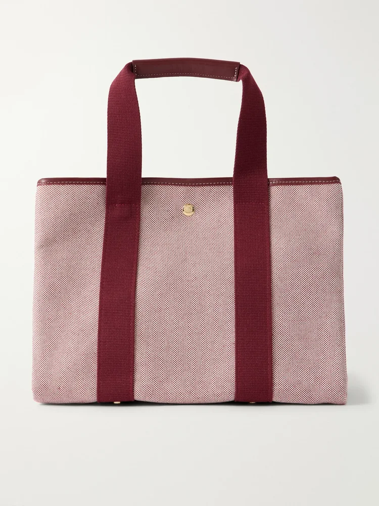 Traversée leather-trimmed cotton Oxford tote