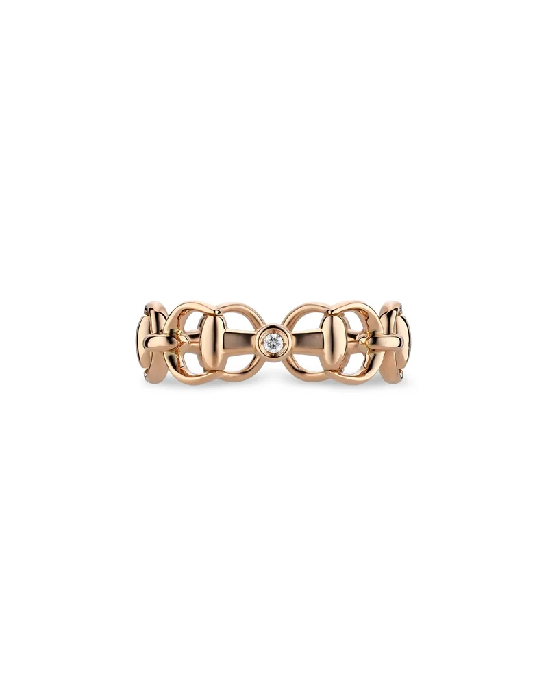 18K Rose Gold Horsebit Diamond Accent Openwork Ring