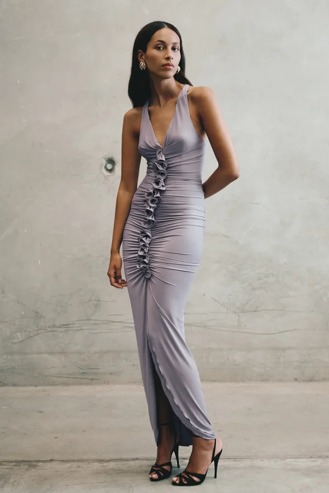meshki.com.au Henley Slinky Drape Maxi Dress - Ivory