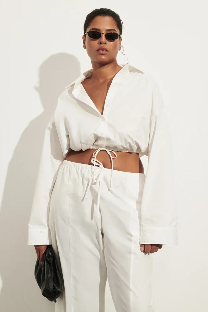 CALI WHITE COTTON CROPPED SHIRT