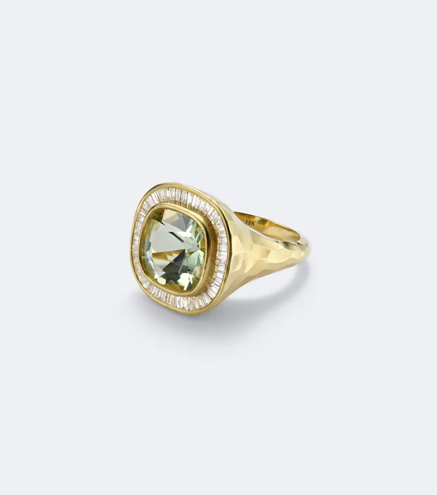 Chroma 18kt gold ring with diamonds and beryl