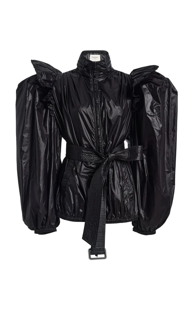 Balloon-Sleeve Nylon Windbreaker