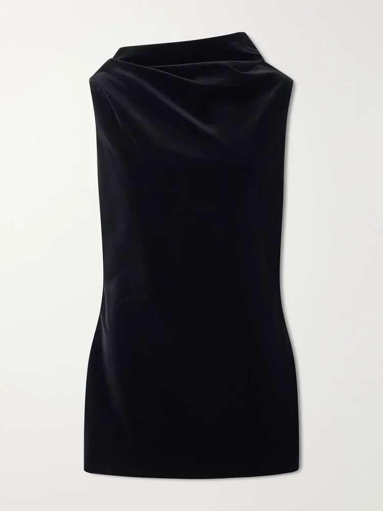 Astor draped cotton-blend velvet mini dress