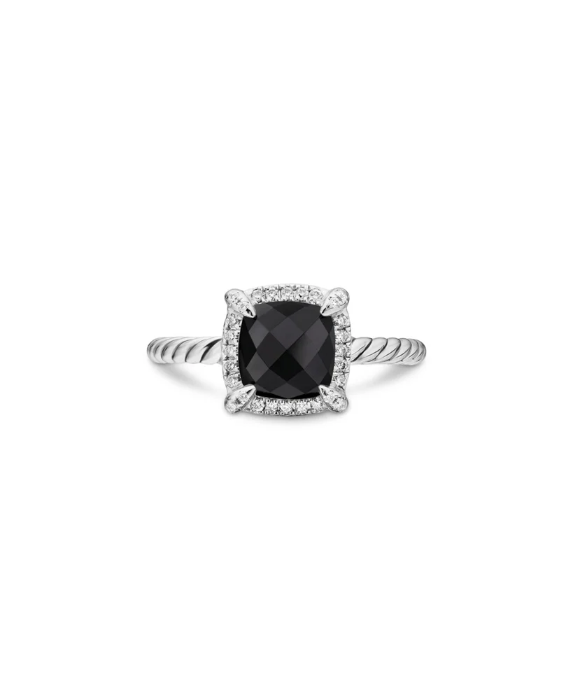 Sterling Silver Petite Chatelaine® Ring with Gemstone & Diamonds