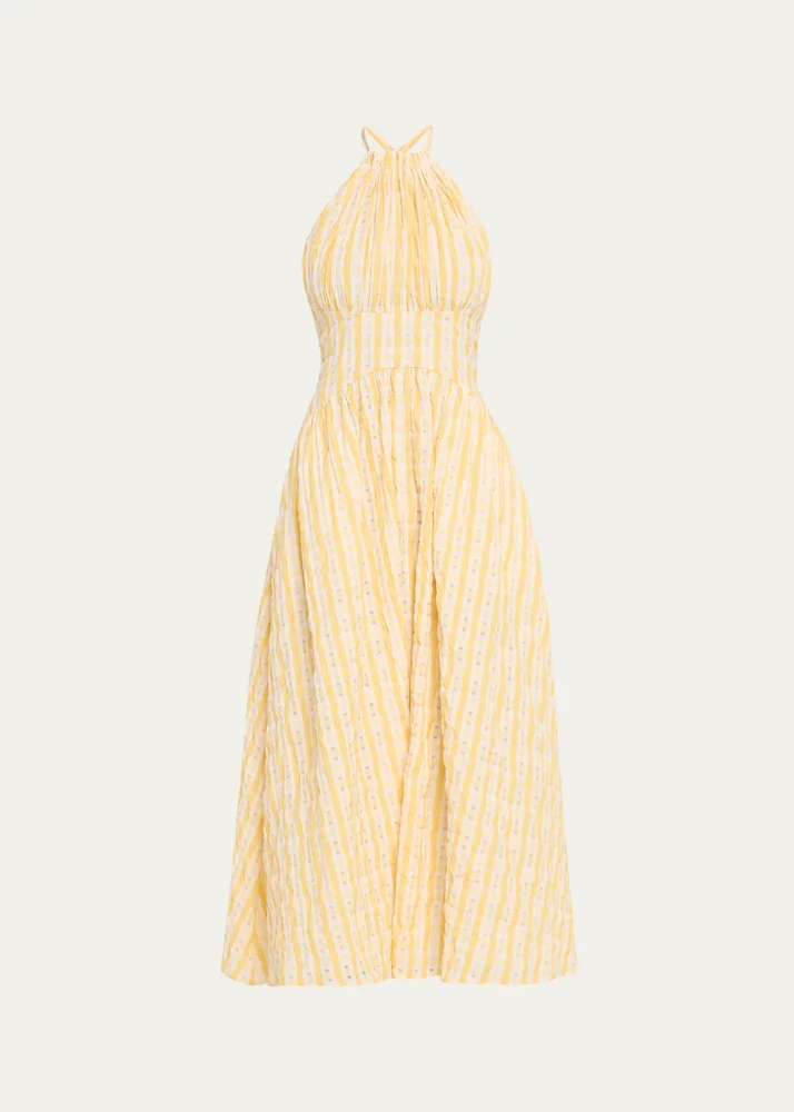 Halter in the Name of Love Checked Seersucker Dress