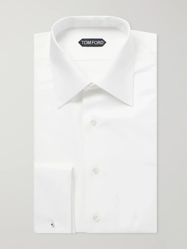 Classic-Collar Cotton-Piqué Shirt