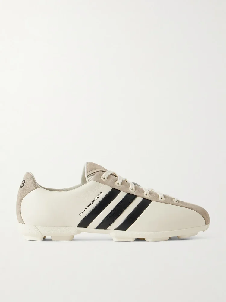 + Y-3 Field suede-trimmed leather sneakers