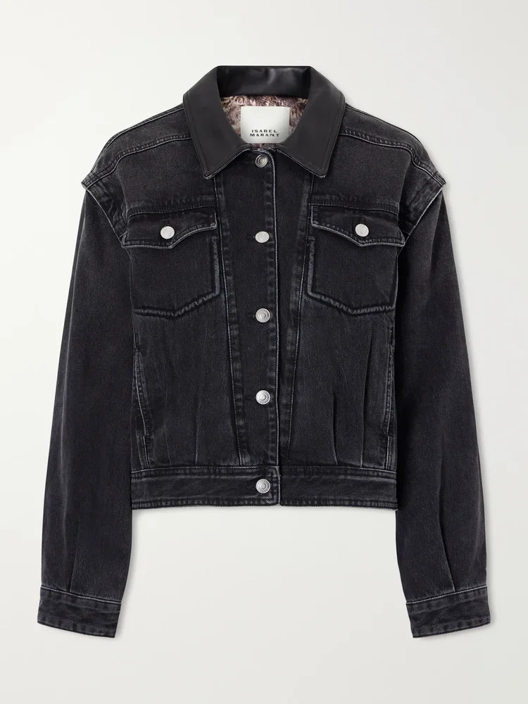 Devyn leather-trimmed denim jacket