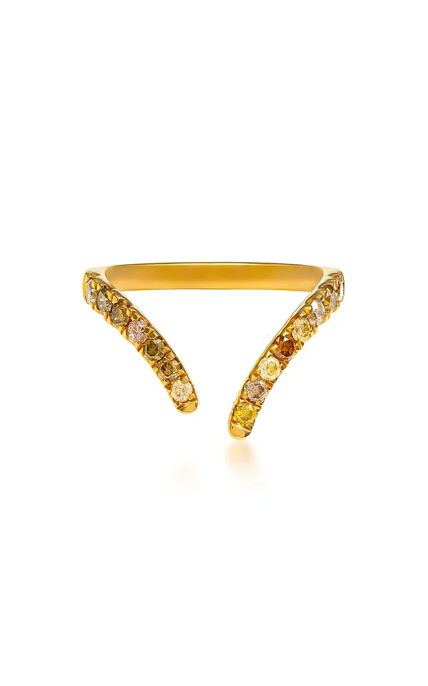 Fancy Color Diamond Pave Split Arc Ring