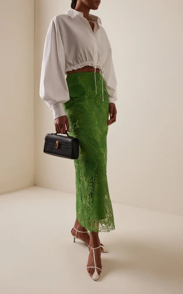 Hydrangea Floral Lace Midi Slip Skirt