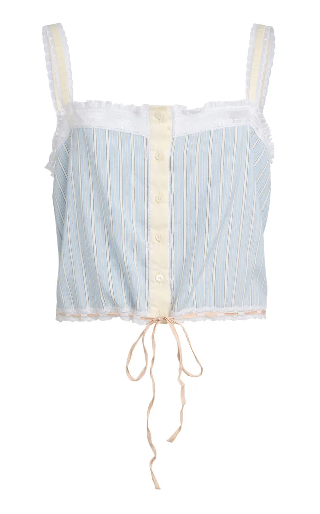 Lace-Trimmed Silk Top