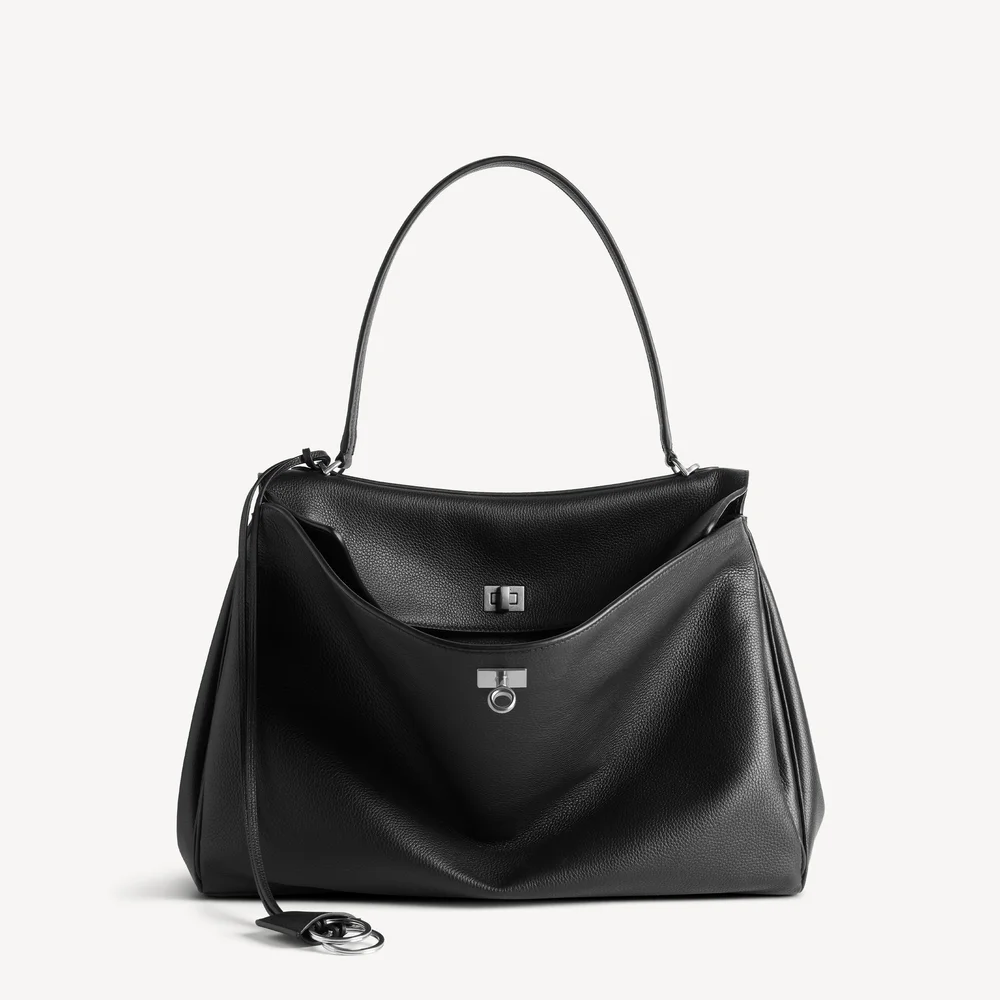 Rodeo Handbag Large Grained Calfskin in Black