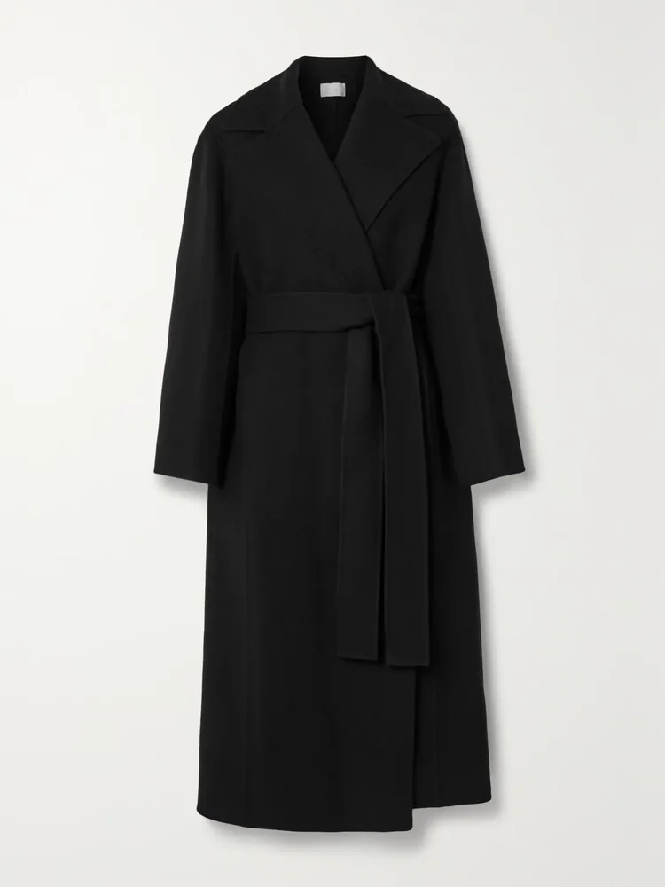 Malika belted wool-blend felt coat