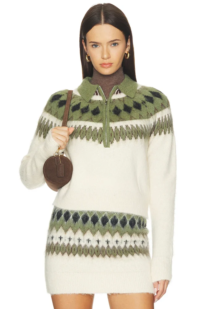 Fair Isle Sweater Half Zip Sweater