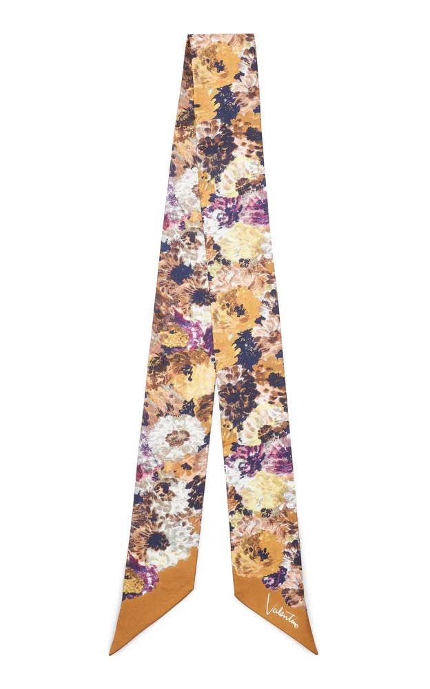 Floral Silk Skinny Scarf