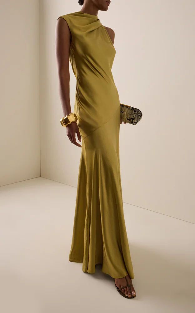 Satin Asymmetric Drape Gown