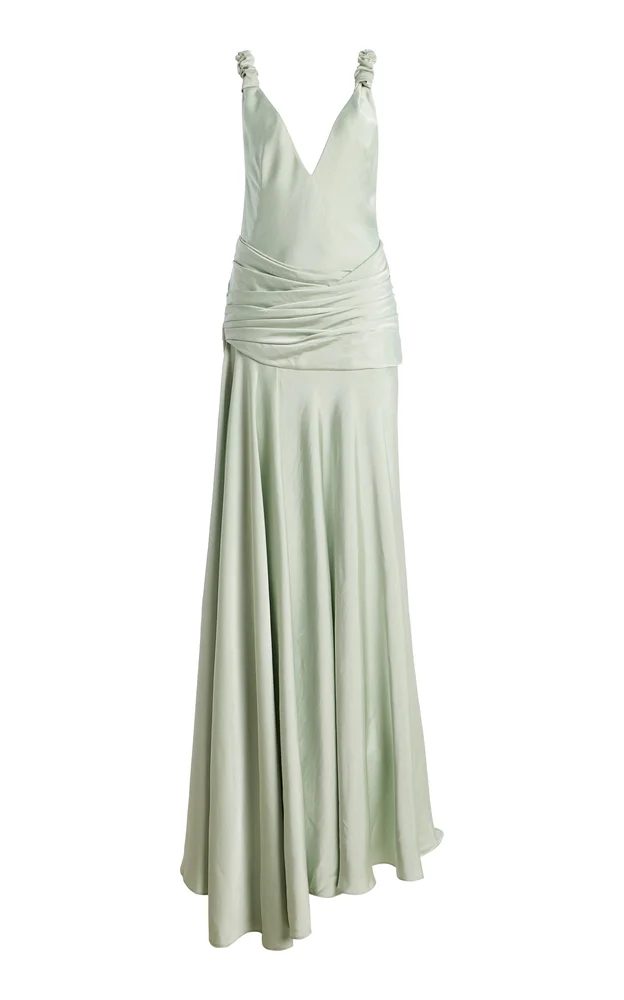 Madalena Ruffled Satin Maxi Dress