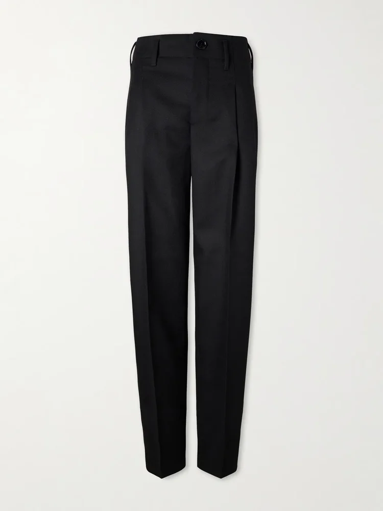 Pleated wool-gabardine wide-leg pants